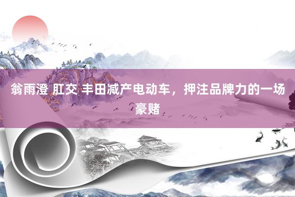 翁雨澄 肛交 丰田减产电动车，押注品牌力的一场豪赌