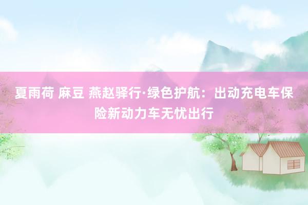 夏雨荷 麻豆 燕赵驿行·绿色护航：出动充电车保险新动力车无忧出行