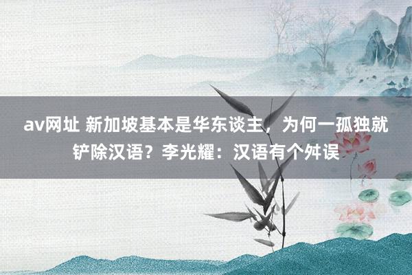 av网址 新加坡基本是华东谈主，为何一孤独就铲除汉语？李光耀：汉语有个舛误