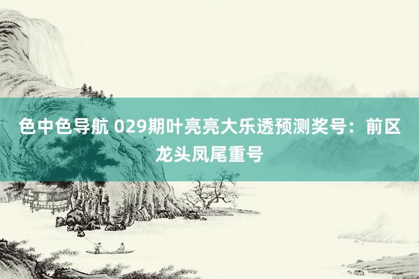 色中色导航 029期叶亮亮大乐透预测奖号：前区龙头凤尾重号