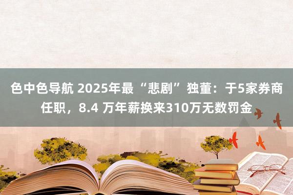 色中色导航 2025年最 “悲剧” 独董：于5家券商任职，8.4 万年薪换来310万无数罚金