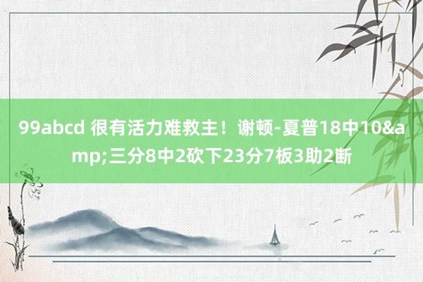99abcd 很有活力难救主！谢顿-夏普18中10&三分8中2砍下23分7板3助2断