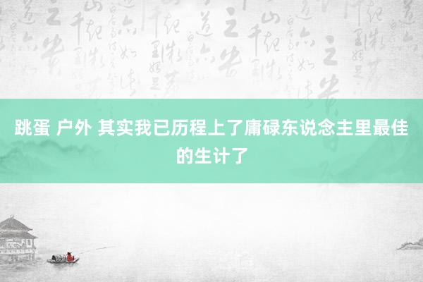 跳蛋 户外 其实我已历程上了庸碌东说念主里最佳的生计了