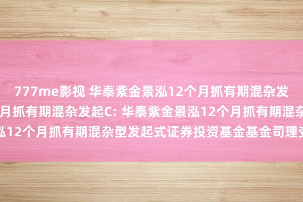 777me影视 华泰紫金景泓12个月抓有期混杂发起A，华泰紫金景泓12个月抓有期混杂发起C: 华泰紫金景泓12个月抓有期混杂型发起式证券投资基金基金司理变更的公告