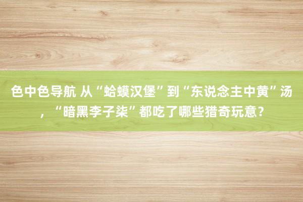 色中色导航 从“蛤蟆汉堡”到“东说念主中黄”汤，“暗黑李子柒”都吃了哪些猎奇玩意？