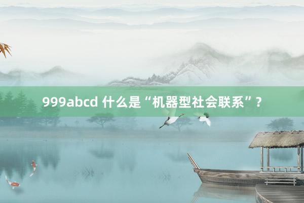 999abcd 什么是“机器型社会联系”？