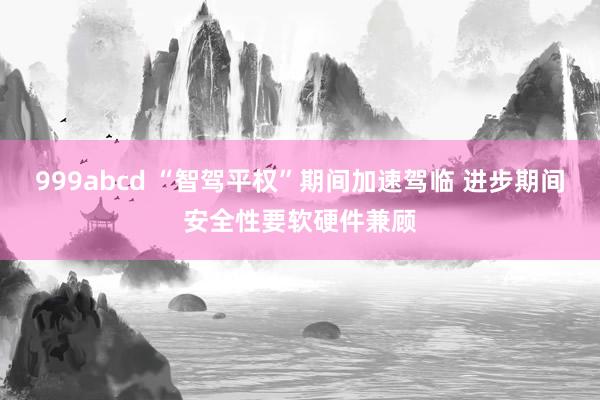 999abcd “智驾平权”期间加速驾临 进步期间安全性要软硬件兼顾