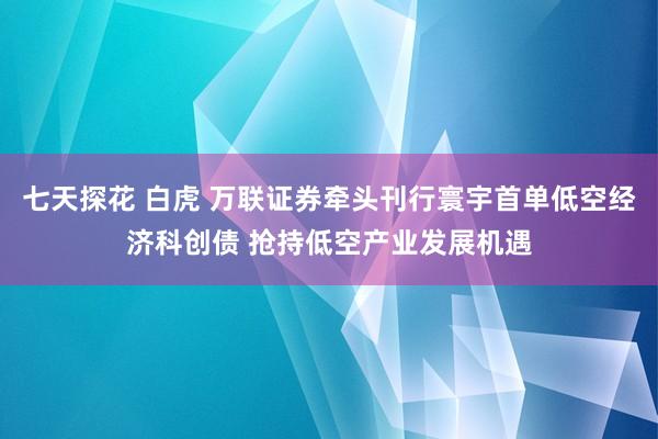 七天探花 白虎 万联证券牵头刊行寰宇首单低空经济科创债 抢持低空产业发展机遇