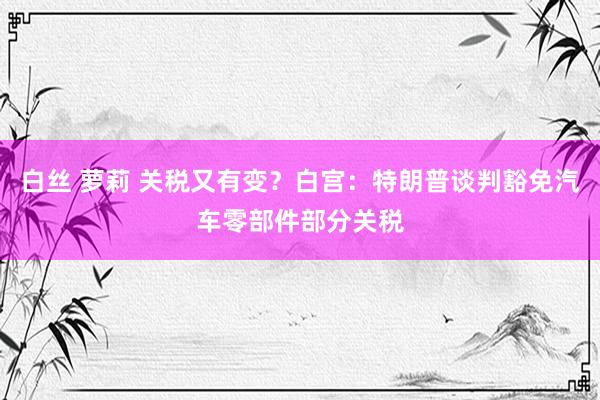 白丝 萝莉 关税又有变？白宫：特朗普谈判豁免汽车零部件部分关税