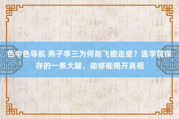 色中色导航 燕子李三为何能飞檐走壁？医学院保存的一条大腿，能够能揭开真相