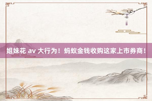 姐妹花 av 大行为！蚂蚁金钱收购这家上市券商！