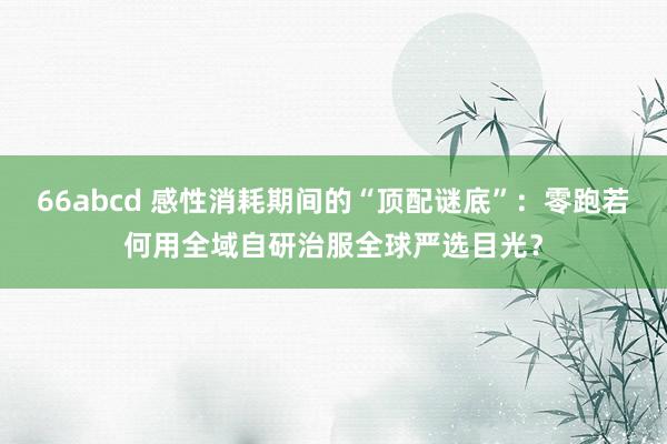 66abcd 感性消耗期间的“顶配谜底”：零跑若何用全域自研治服全球严选目光？